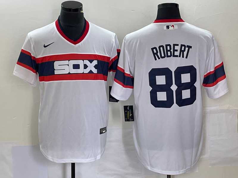 Men%27s Chicago White Sox #88 Luis Robert White Cool Base Throwback Stitched Jersey->chicago white sox->MLB Jersey